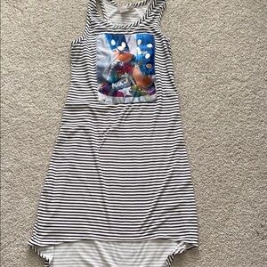 Striped Kids Tank Top with Bird Print